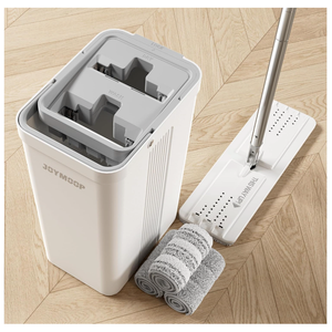 JOYMOOP Mop and Bucket with Wringer Set for Home, Flat Mop and Bucket System, Mops for Floor Cleaning and Wall Cleaner, with  Reusable Microfiber Mop Pads
