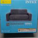 Intex Inflatable Pull-Out Sofa: Velvety Surface, 2-in-1 Valve, Cupholder, 46" x 88" x 26" - Blow-Up Couch and Folding Queen Size Air Mattress Bed