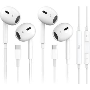 2 Pack-USB C Headphones for iPhone 17/16/15 Pro Max Plus Type C Earbuds with Microphone & Remote Noise Cancelling Earphones for iPhone 17/16/15 Pro, iPad,Galaxy S25/S24/S23/S22/S21/Ultra Note 10/20
