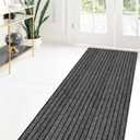 Custom Size Runner Rug 2 ft x 8 ft, Carpet Runners Hallway Entryway Kitchen Garage Laundry Room Area Rugs with Non-Slip Rubber Backing, Gray with Black Stripe