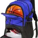 WOLT Basketball Backpack Large Sports Bag with Separate Ball Holder & Shoes Compartment, Best for Basketball, Soccer,Gym (Blue)