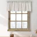 Boho Tassel Kitchen Valances for Windows Modern Farmhouse Cotton Linen Valance Curtains Topper Country Rustic Bathroom Small Window Treatment Bohemian Decor (55x15 inch, Natural)