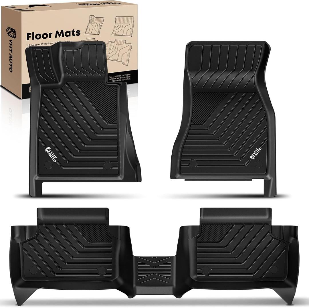 YHTAUTO Floor Mats Fit BMW 5 Series G30 2018-2023, TPE All Weather Car Mats Waterproof Anti-Slip Odorless Floor Liner, Interior Car Accessories Front & 2nd Row Liner
