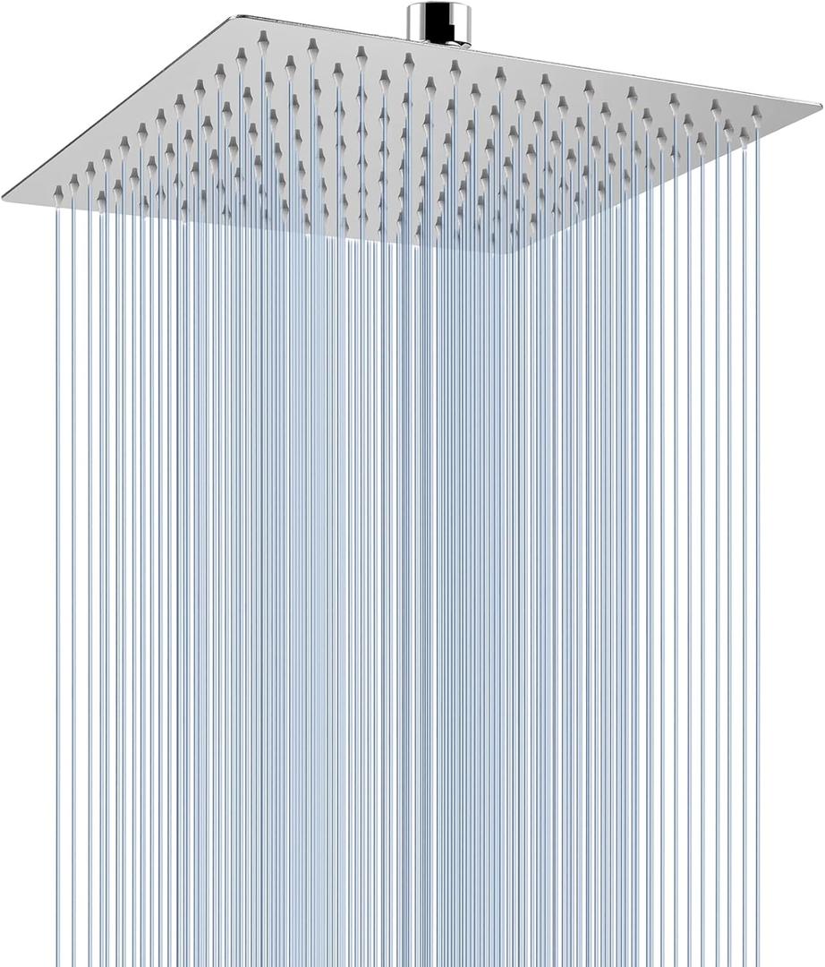 Voolan Rain Shower head, High Pressure Shower Head Made of 304 Stainless Steel, Relaxed Shower Experience Even at Low Water Flow and Pressure (10" Chrome)