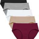 Seamless High Cut Briefs Mid-waist Soft No Panty Lines,Pack of 5 , Size large
