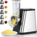 Electric Slicer/Shredde - 5-in-1 Electric cheese grater for Block Cheese with 5 Blades, Automatic Salad Machine for Fruits, Vegetables, Cheeses (Black)