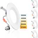 Ensenior 5/6 Inch 5CCT LED Can Lights 4 Pack, Retrofit Led Recessed Lighting, Baffle Trim, Dimmable, 9W=110W, 1000LM, 2700K/3000K/3500K/4000K/5000K Selectable, IC Rated - ETL & FCC