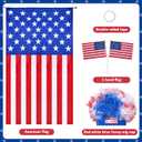 4th of July 6ft Skeleton Clothing Accessories, USA Flag Skeleton Costume with Fuzzy Wig, Patriotic Costume Cape String Flag for Outdoor Garden Lawn Decor Independence Day Party Celebration