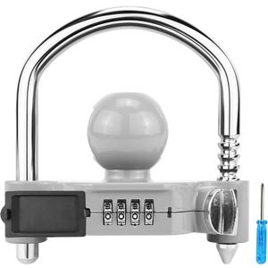 Funmit Trailer Lock Universal Hitch Lock with Combination Lock, fit 1-7/8", 2", 2-5/16" Coupler, Camper Accessories for Travel Trailers Boats Trucks Rvs Grey (Gray)