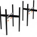 Stainless Steel Plant Stand Indoor Outdoor Corner Adjustable Width Fits 8 9 10 11 12 Inch Flower Pots(Black 2 Pack)