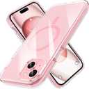 MILPROX Compatible with iPhone 15 Case - with Screen Protector - Compatible with MagSafe - Magnetic Clear Trasparent Design - Non Yellowing Anti Slip - All PC Protective Phone Cover - Pink