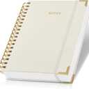 Aesthetic Thick Spiral Notebook Journal For Women in B5 Format - Modern Linen Hardcover College Ruled Note Book With 300 Lined Pages - Perfect For Writing And Staying Organized at Work or School (Beige)