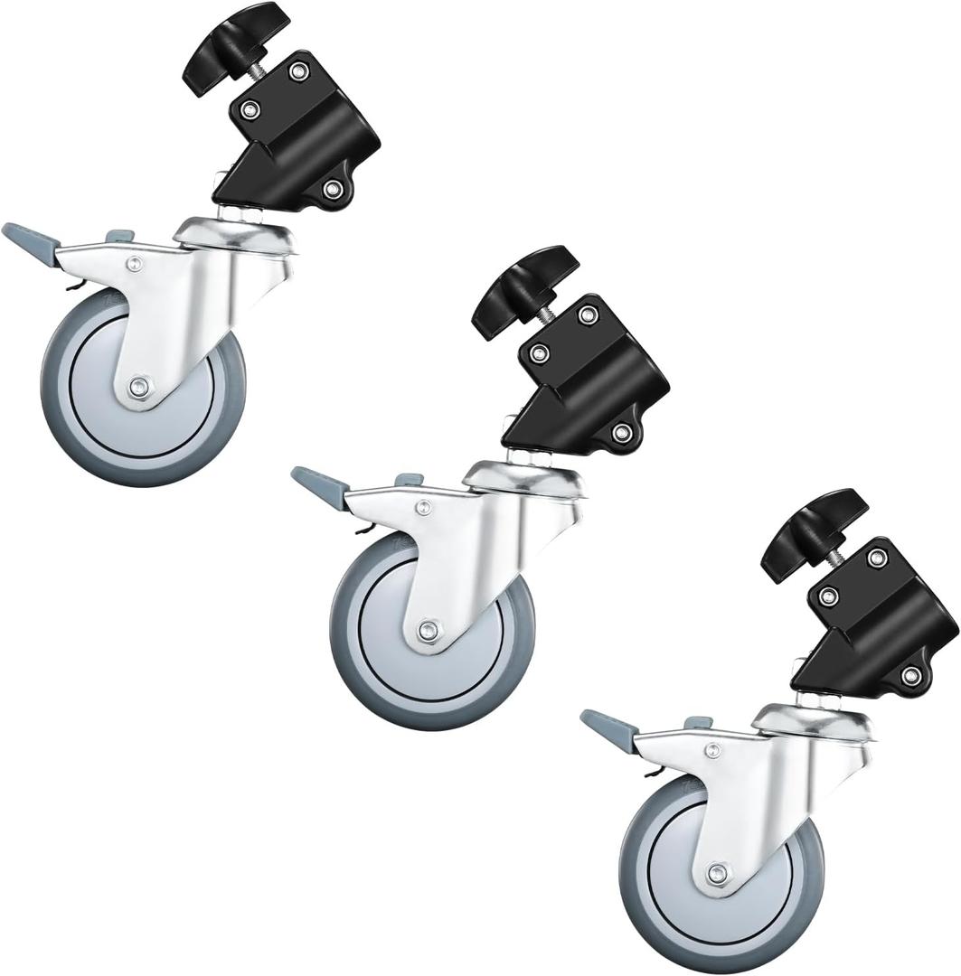 Soonpho 3 Packs Professional Swivel Caster Wheels for Photography Light Stand with 22mm Diameter,Durable Metal Consruction and Rubber Base for Studio/Carpet/Bare/Wood/Marble Floor