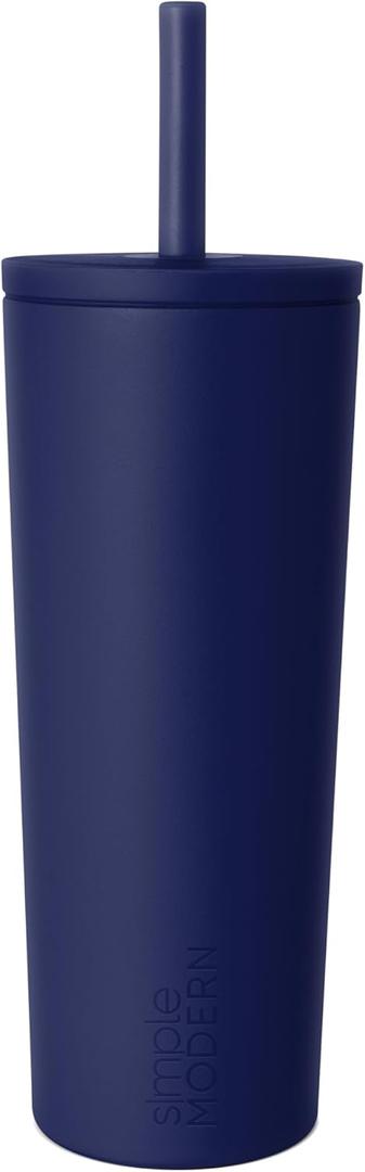 Simple Modern Insulated Tumbler with Lid and Straw | Leak-Proof Iced Coffee Cup | Ceramic-Lined Stainless Steel Travel Mug | Gifts for Women Her Him | Classic Signature | 24oz | Into The Night