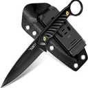 PURPLEBIRD EDC Fixed Blade Knife with Kydex Sheath - Full Tang Hunting Knife for Men with TiN-Coated 440C Blade & G10 Handle, Black Camping Knives for Survival Bushcraft, Christmas Gift for Men