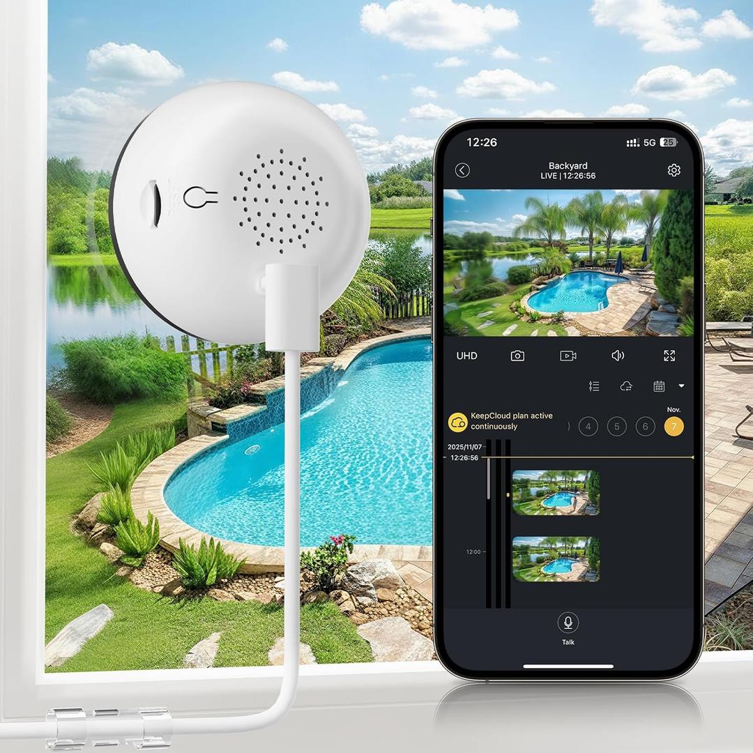 4MP Window Camera, 2.4GHz & 5.8GHz WiFi 6 Indoor Camera with Phone App, Cameras for Home Security with Full Color Night Vision, AI Person & Motion Detection, 24/7 Recording, Compatible with Alexa (White-1Pack)