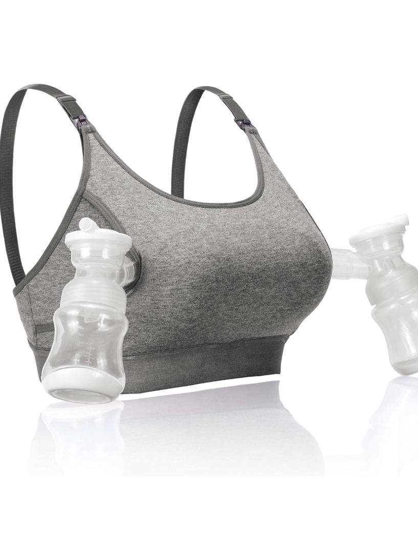 Momcozy Hands Free Pumping Bra, Adjustable Breast-Pumps Holding and Nursing Bra, Pumping & Nursing Bra in One M Size