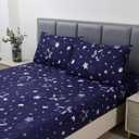 MAG 3pcs Purple Star Twin Bed Sheet,Space Microfiber Bedding Sheet Set,Galaxy Bed Sheets,Space Bedding Set with1 Fitted Sheet and 2 Pillowcases,14 Inches Deep (Purple and White,Twin)