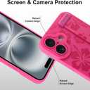 Fiyart Designed for iPhone 16 Case Cute Flowers with Strap Soft TPU Phone Cover Protective Camera Lens Protection for Women Men Floral Bumper with Stand 6.1"-Rose Red