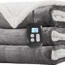 LaffyLo Electric Heated Blanket Full Size 72 x 84, Fast Heating Blanket, Dual-Sided Flannel Sherpa, 10 Heat Settings, 1-12 Hour Auto Off, Machine Washable, Light Grey