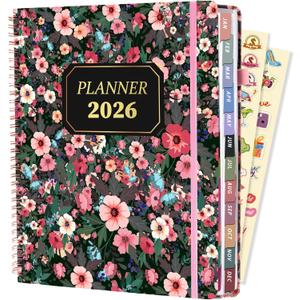 2026 Planner Weekly and Monthly Daily Hard Cover Calendar Planners 8.5 x 11 Jan 2026-Dec 2026 for Women with Stickers & Tabs Large Yearly Agenda for Mom Work Home- Floral