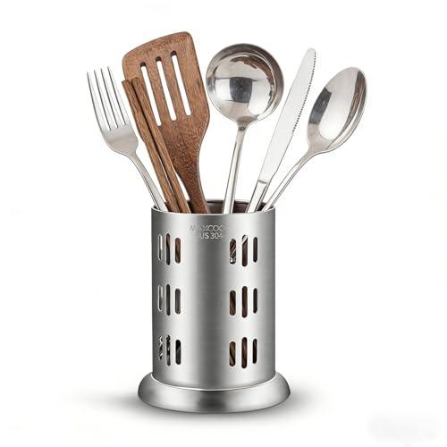 MAXCOOK Stainless Steel Chopstick Holder, 18/8 Stainless Steel Utensil Holder for Countertop, Round Drain Holes