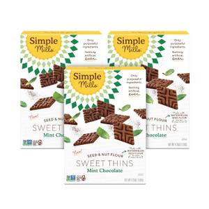 Simple Mills Mint Chocolate Seed and Nut Flour Sweet Thins, Paleo Friendly and Delicious Sweet Thin Cookies, Good for Snacks, Nutrient Dense, 4.25 oz (Pack of 3) (EXP 05/27/26)