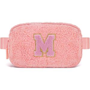 3 x Uygafly Belt Bag with Initials,Fanny Packs Crossbody Bags for Women Girls Kids,Birthday Graduation Gifts for 5 6 7 8 9 10 11 12 13 14 15 16 Year Old Girl,Trendy Cute Purse Stuff - M,Peach