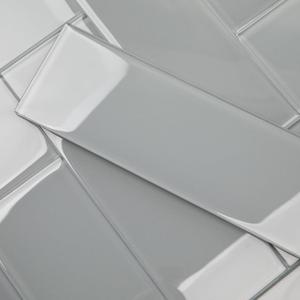 Lovdeco Grey Glass Subway Tile, Glass for Bathroom Kitchen Shower Backsplash Wall, 4 x 12 Inches, 4 Sq.Ft. (Gray)