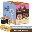 Crazy Cups Decaf Flavored Coffee Pods, Decaffeinated Coconut Caramelicious Flavored Coffee, Single Serve Hot or Iced Medium Roast Coffee for Keurig K Cups Machines, 22 Count (EXP 04/04/28)