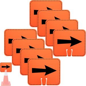 8 Pcs Traffic Cone Arrow Signs, 12.5" x 10.4" Reversible Directional Cone Top Signs for Yard Road Barricade Construction Warning 8 Pcs Traffic Cone Arrow Signs, 12.5" x 10.4" Reversible Directional Cone Top Signs for Yard Road Barricade Construction Warning