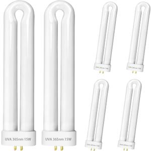 6 Pcs 15W 4-Pin Zapper Light Bulb Compatible with Black Flag BZ-15 BB-15WHT | Compatible with Flowtron BK-15D Hemiua T6, T8, T9 Stinger B1515 FP15 UV15 TZ15, Most 15W U-Shaped Replacement Bulb