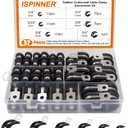 ISPINNER 52pcs Cable Clamps Assortment Kit, 304 Stainless Steel Rubber Cushion Pipe Clamps in 6 Sizes 1/4" 5/16" 3/8" 1/2" 5/8" 3/4" (Black)