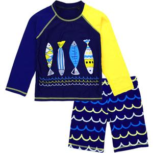 Boys Two Piece Rash Guard Swimsuits Kids Long Sleeve Sunsuit Swimwear Sets, Size: 2-3T