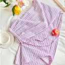 WDIRARA Women's Striped Wide Leg Pants Drawstring Elastic Waist Lounge Pants (Pink, XL)