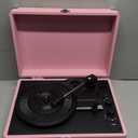 Vinyl Record Player 3-Speed Bluetooth Suitcase Portable Belt-Driven Record Player with Built-in Speakers RCA Line Out AUX in Headphone Jack Vintage Turntable,Pink