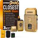 All-Metal Close Shave 3-Speed Foil Shaver for Men: 10,000 RPM Electric Nose & Ear Hair Trimmer Cordless Rechargeable USB-C Fast Charging Charger Included Travel Case (Bronze)