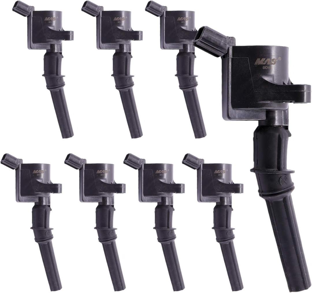 MAS 8 Pack Curved Boot Ignition Coil DG508 Compatible with Ford Lincoln Mercury 4.6L 5.4L 6.8L V8 C1454 C1417 FD503 DG457 DG472 DG491 F523