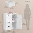 VASAGLE Storage Cabinet with Drawers, Freestanding Floor Cabinet with Door, 13.8 x 25.6 x 35.4 Inches, Adjustable Shelf, for Bathroom, Living Room, Kitchen, Cloud White ULHC042WH01S