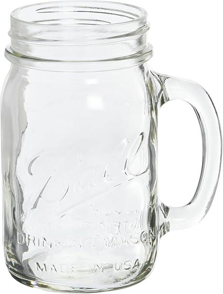 Mason Glass Drinking Jars with Handle 16 oz.