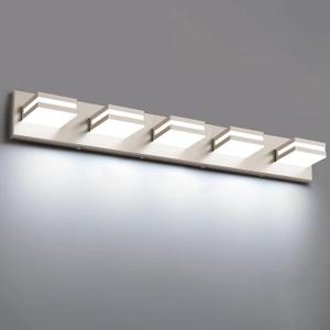 Bathroom Lights Fixtures Over Mirror, 360Rotate Modern LED Vanity Lights for Bathroom, 40W Dimmable & High CRI Acrylic Wall Lighting, No Assembly Required (Brushed Nickel, 5-Light, 30 Inch)