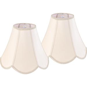 GO&SO 2 Pcs Barrel Lamp Shades Yellowish Beige Lamp Shade 6x13x10.6"(Spider) Bell Lamp Shade for Floor Lamps&Table Lamp,Scalloped Lampshade Modern Petal Edge Braid,Faux Silk Fabric,Easy Assembly