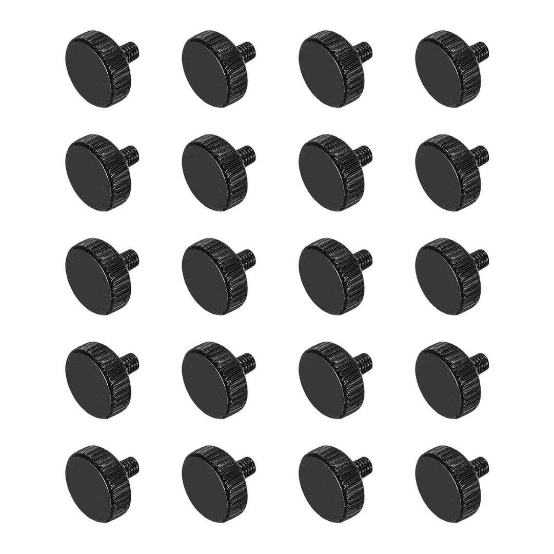 MECCANIXITY 20pcs M3 x 5mm Knurled Thumb Screws, Black Steel Flat Head Thumb Screws Metric Knurled Bolts Grip Knobs Hand Tighten Thread Fasteners
