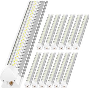 LED Shop Light 4FT, 6000K 50W 7500LM, Linkable Utility Ceiling Light Fixture, 4 Foot T8 Integrated LED Tube Lights, V Shape High Output, Linkable with On/Off Switch (12 Pack)