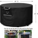 QH.HOME Fire Pit Cover Round Super Waterproof, 41"-44" D X 24" H Outdoor Round Firepit Cover 600D Strong Tear Resistant, UPF 50+ Fire Pit Covers Premium Fading Resistant for Outdoor Fire Pit - Black