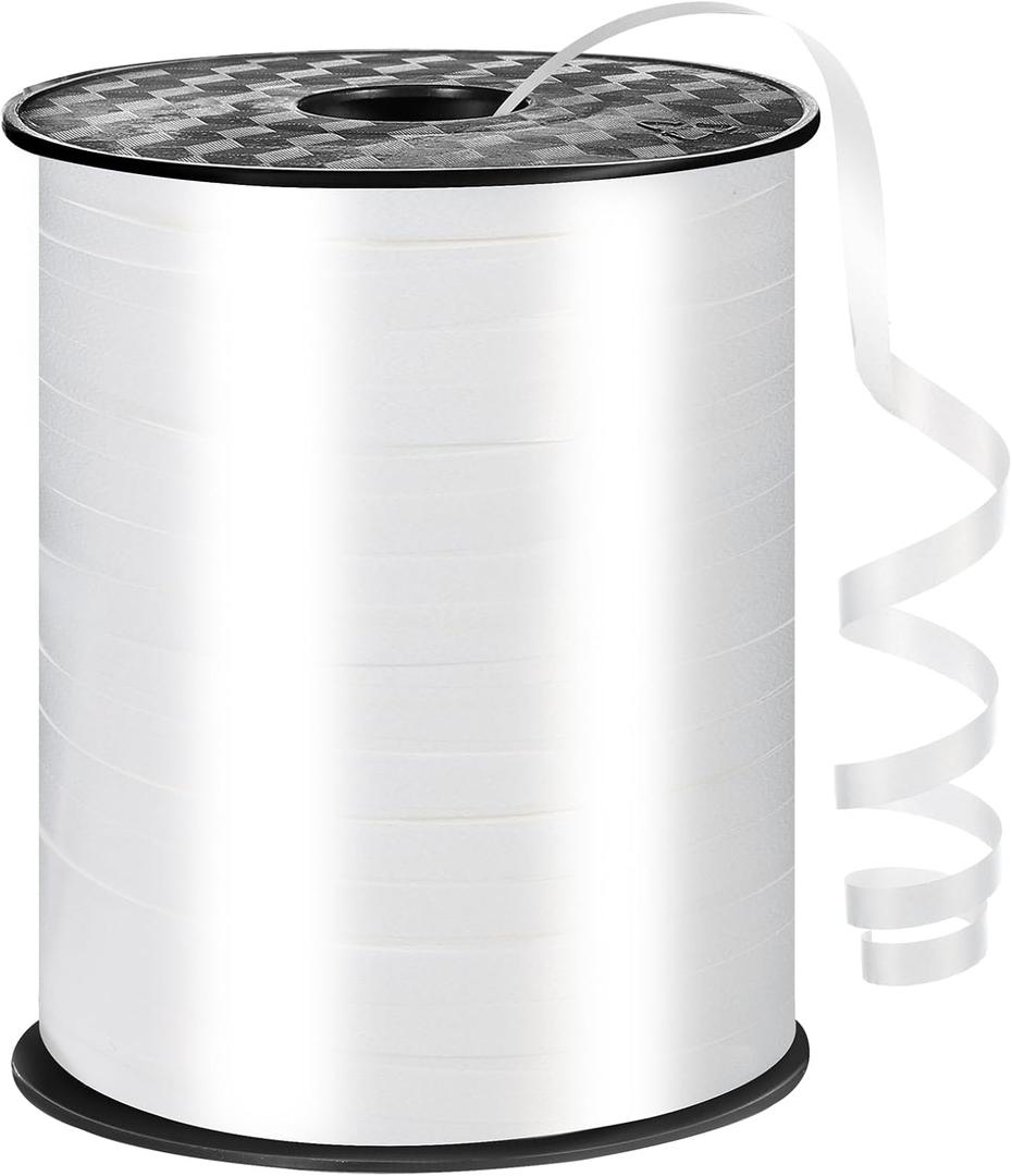 600 Yards White Curling Ribbon 1/5 Inch Balloon String Ribbon Thin Ribbons for Mother's Day Graduation Art Crafts Gift Wrapping Wedding Birthday Party Decorations