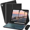 Keyboard Case for Samsung Galaxy Tab S11 SM-X730, SM-X736, SM-X736B - 7 Colors Backlit Keyboard Cover and Mouse (Black)