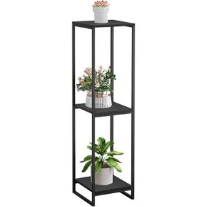 46" Tall Plant Stand Indoor, 3-Tier Modern Plant Shelf, Corner Flower Pot Holder Organizer for Living Room Balcony Patio Garden (Black)