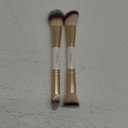 DUcare Makeup Brushes Duo End Foundation Contour Powder and Buffer Brush Bronzer Double Makeup Brush Set 2Pcs white (B04)