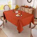 misaya Rectangle Thanksgiving Tablecloth, Waterproof Jacquard Fall Table Cloth, Damask Cloth Table Cover for Harvest Decor (52" x 70", Rust Vine Pattern) (Terracotta)